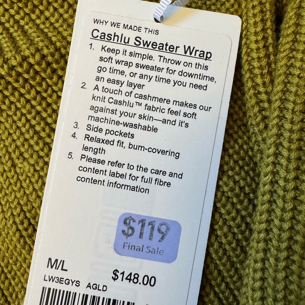 Lululemon Cashlu Sweater Wrap Women's - Picture 4 of 7